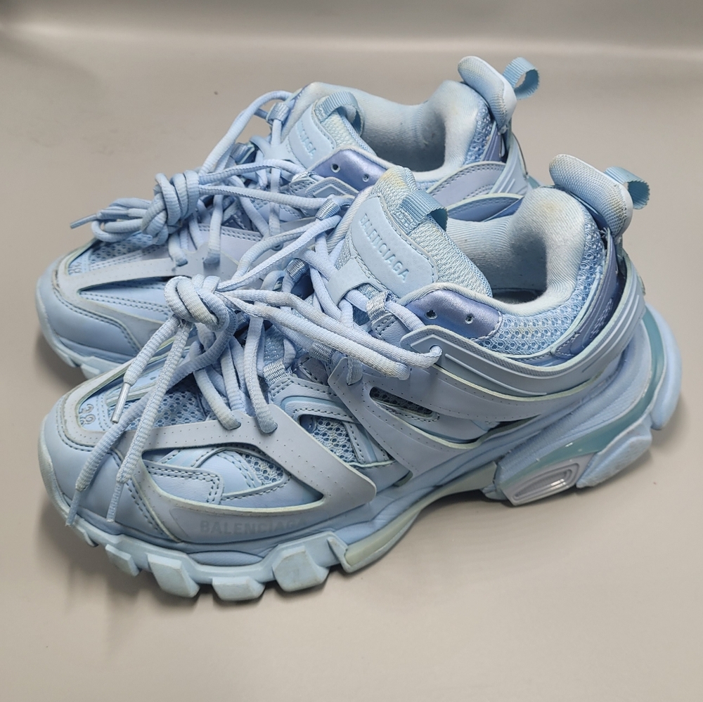 Balenciaga Sky Light Blue Track Sneakers Women Size 8 EU 38